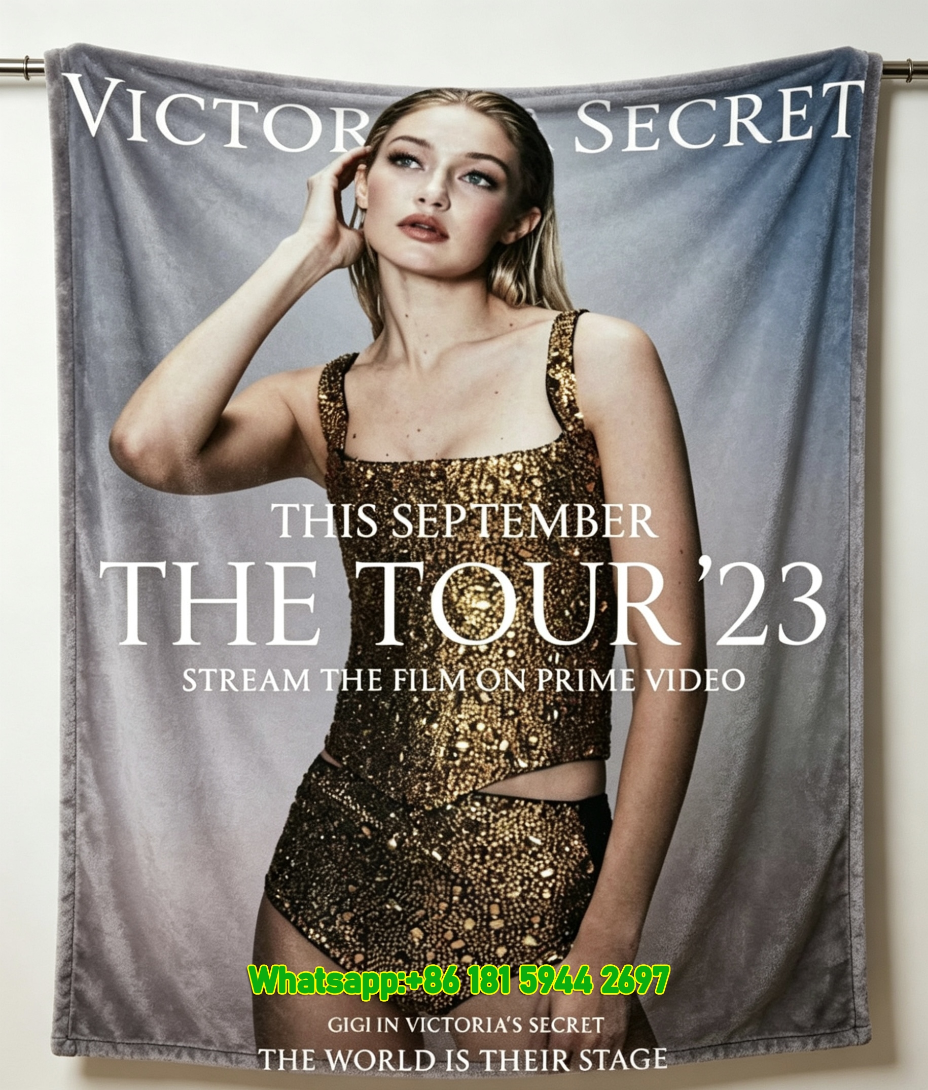 Victoria's Secret The Tour '23 Gigi Hadid Print Fleece Throw Blanket V089
